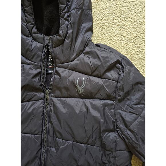 Spyder Nexus Puffer Hooded Nylon‎ Black Jacket Boy's Size Medium (10-12) - Picture 2 of 8